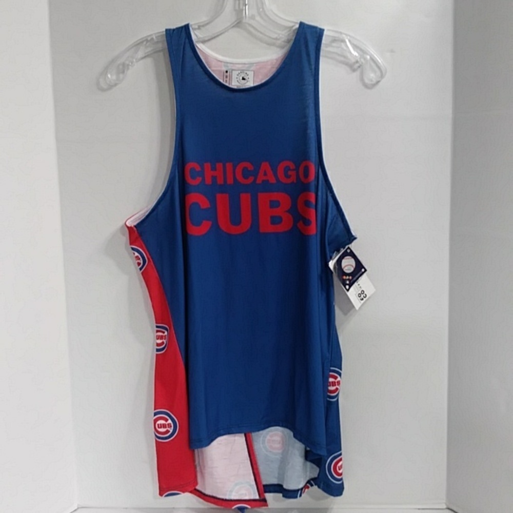 Chicago Cubs MLB Blue Red Tie Open Back Racerback Tank Top Size M *NWT*